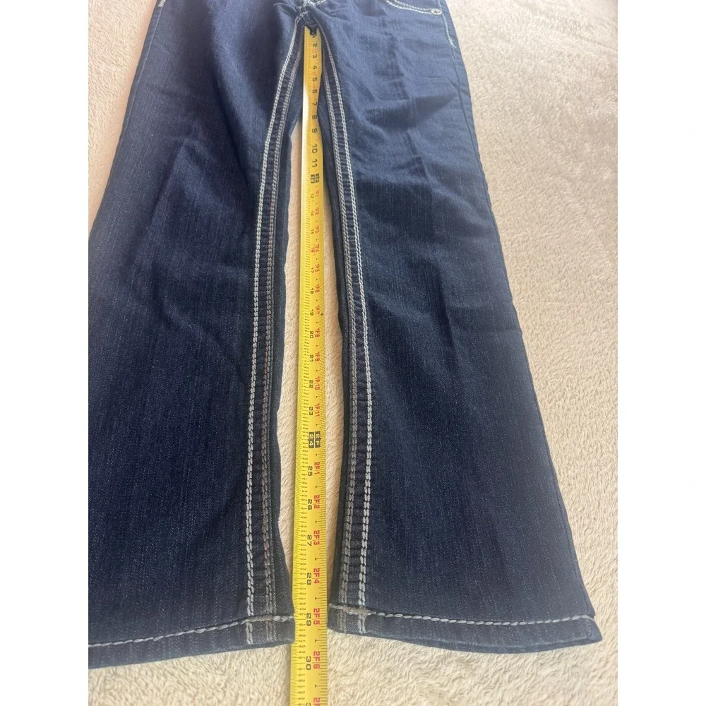 True Religion Becca Bootcut Jeans Womens 32 Dark Blue Denim Flap Pocket USA Made